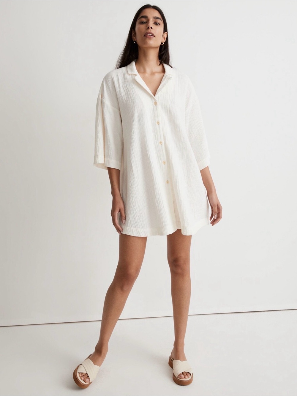 Madewell Lightspun Cover-Up Mini Shirtdress Lighthouse Size M NJ876